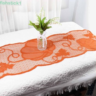 Fishstick1 ผ้าคลุมโต๊ะ ลายฟักทอง ใบเมเปิ้ล สีส้ม สําหรับวันขอบคุณพระเจ้า