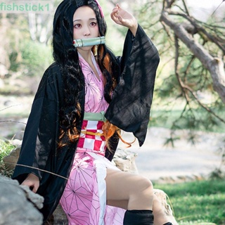 Fishstick1 เครื่องแต่งกายคอสเพลย์ การ์ตูนญี่ปุ่น Demon Slayer Nezuko Kamado Kimono Demon Slayer Kimetsu no Yaiba