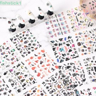 Fishstick1 สติกเกอร์ตกแต่งเล็บ ลายฟักทอง กะโหลก ฮาโลวีน DIY