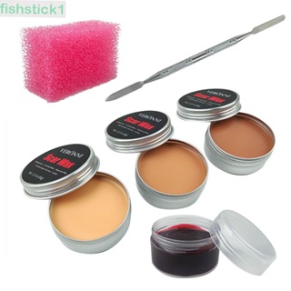 Fishstick1 แว็กซ์แผลเป็นปลอม 3 สี พร้อมไม้พายฟองน้ํา 60 กรัม สําหรับแต่งหน้าฮาโลวีน