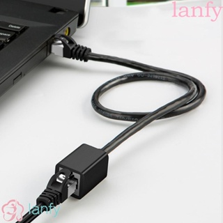 Lanfy อะแดปเตอร์ขยายสายเคเบิลเครือข่ายอีเธอร์เน็ต RJ45 Cat6 90 องศา Cat6