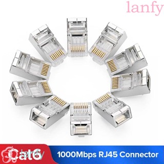 Lanfy Cat6 RJ45 โมดูลาร์เชื่อมต่อเครือข่าย 8P8C Cat6 CAT6e 50 100 ชิ้น