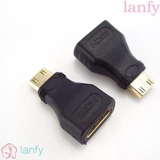 Lanfy อะแดปเตอร์แปลง HDMI 1080p HD ตัวเมีย เป็นตัวผู้ ขนาดเล็ก ชุบทอง