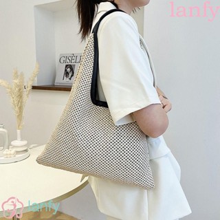 Lanfy กระเป๋าถือ หนังสาน ขนาดใหญ่ จุของได้เยอะ ใช้ซ้ําได้ เข้ากับทุกการแต่งกาย สไตล์โบฮีเมียน