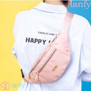 Lanfy กระเป๋าคาดเอว น้ําหนักเบา ทนทาน และทนทาน ซิปโลหะ ผู้หญิง ปรับสายสะพายไหล่ รูปเกี๊ยว กระเป๋าคาดอก