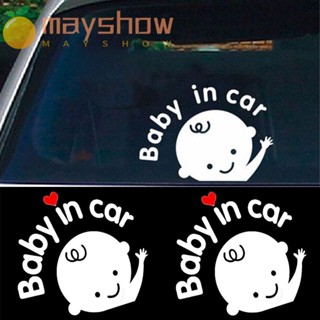 Mayshow Baby In Car รูปลอกอัตโนมัติ กันน้ํา ลายการ์ตูน แบบสร้างสรรค์ สําหรับติดหน้าต่างรถยนต์ รถจักรยานยนต์