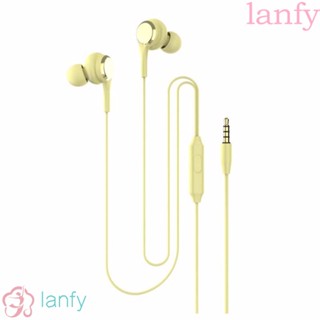 Lanfy ชุดหูฟังอินเอียร์ เสียงเบส พร้อมไมโครโฟน สเตอริโอ