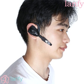 Lanfy หูฟังบลูทูธไร้สาย แบบพกพา พร้อมไมโครโฟน แบบตะขอแขวนหู ชาร์จไฟได้ สไตล์นักธุรกิจ