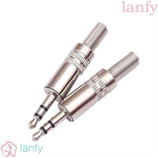 Lanfy อะแดปเตอร์ปลั๊กแจ็คหูฟังสเตอริโอ 3.5 มม. 3 ขั้ว 2 ชิ้น แจ็คหูฟัง 3.5 มม. 2 ชิ้น