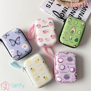 Lanfy กระเป๋าเก็บหูฟัง แบบแข็ง มีซิป กันตก ลายผลไม้