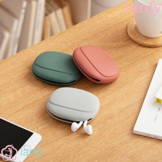 Lanfy กล่องซิลิโคน แบบพกพา กันตก สําหรับเก็บสายชาร์จ USB