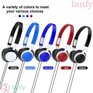 Lanfy ชุดหูฟังเล่นเกม แบบมีสาย แบบพกพา ยืดหยุ่น พับได้ สเตอริโอ ปรับได้ กีฬา Hifi เสียงหูฟัง