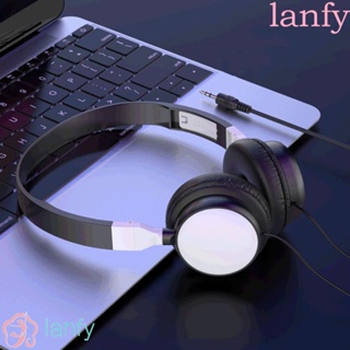 Lanfy หูฟังซับวูฟเฟอร์ แบบมีสาย ปลั๊ก 3.5 มม. เสียง HiFi เบสหนัก สําหรับคอมพิวเตอร์