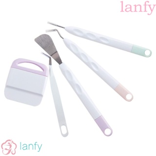 Lanfy แหนบสเตนเลส แบบพกพา สําหรับขูดไวนิล DIY