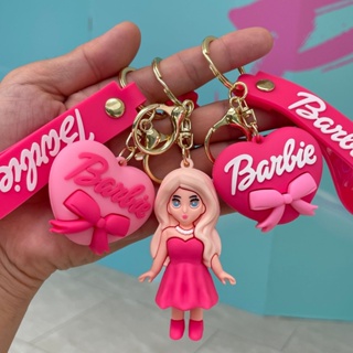 พวงกุญแจ จี้ตุ๊กตาบาร์บี้ ขนาดเล็ก สีชมพู สําหรับห้อยกระเป๋า