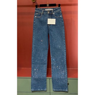 ♥ เช็คสินค้าก่อนสั่ง WANG CRYSTAL DENIM JEANS กางเกงยีนส์ ขายาว ทรงเอวสูง ใส่สวยมาก งานรีดเพชรคริสตัล อเล็กซ์ แวง