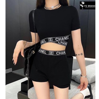 ♥ เช็คสินค้าก่อนสั่ง Chanel Set ชุดเซท เสื้อยืด แขนสั้น + กางเกงขาสั้น ชาแนล
