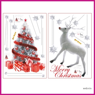 (ลดราคาสูง) Aodysin.th Merry Christmas สติกเกอร์ไวนิล ลายกวาง สําหรับติดตกแต่งผนังบ้าน หน้าต่าง ประตู