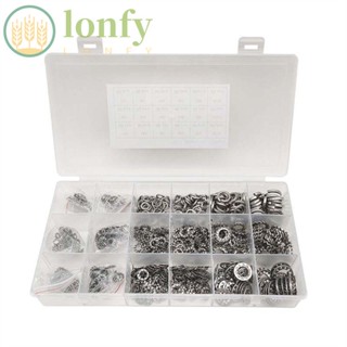 Lonfy แหวนรองล็อก สเตนเลส สีเงิน สําหรับล็อกภายในรถยนต์ 720 ชิ้น