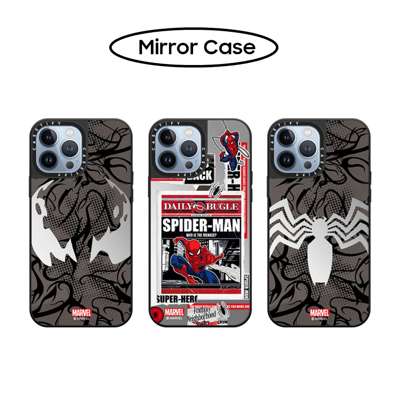 Marvel Casetify Spider Man อย่างเป็นทางการกระจกเคสโทรศัพท์พร้อมกล่องสําหรับ IPhone Air 13 14 15 16 1
