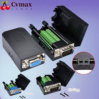 Cvmax ขั้วต่อ VGA สามแถว พร้อมตัวเชื่อมต่อ VGA ไร้บัดกรี น็อต ประเภท 15 พิน สกรูตัวผู้ และตัวเมีย สําหรับหน้าจอคอมพิวเตอร์ โปรเจคเตอร์