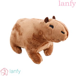 Lanfy Capybara ตุ๊กตาสัตว์จําลอง แบบนิ่ม ของขวัญวันเกิด สําหรับตกแต่งบ้าน