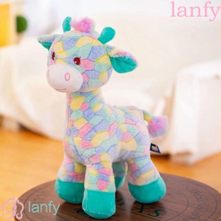 Lanfy หมอนตุ๊กตายัดนุ่น รูปยีราฟ สายรุ้ง ขนาด 30 ซม. ของขวัญวันเกิด สําหรับตกแต่งบ้าน คริสต์มาส