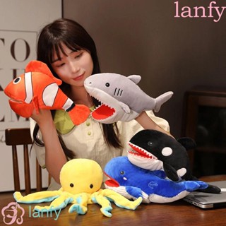 Lanfy ตุ๊กตาหุ่นมือ รูปการ์ตูนเพนกวินน่ารัก แบบนิ่ม เหมาะกับของขวัญ ของเล่นสําหรับเด็ก