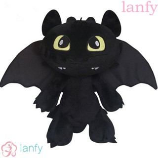 Lanfy ตุ๊กตาของเล่น รูปการ์ตูน Toothless ขนาด 20 ซม. 27 ซม. 35 ซม. 50 ซม. สีขาว สีดํา