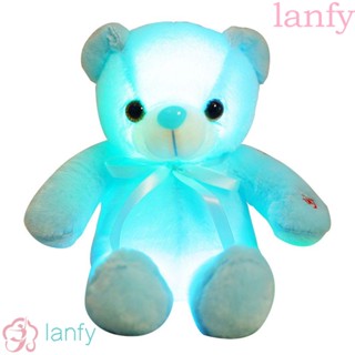 Lanfy หมอนตุ๊กตาหมีเท็ดดี้ มีไฟ LED เรืองแสง หลากสีสัน เหมาะกับของขวัญคริสต์มาส สําหรับตกแต่งบ้าน