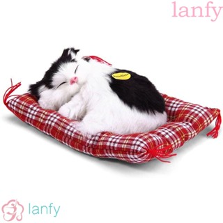 Lanfy ตุ๊กตาแมวนอนหลับจําลอง พร้อมเสียง ของเล่นสําหรับเด็ก