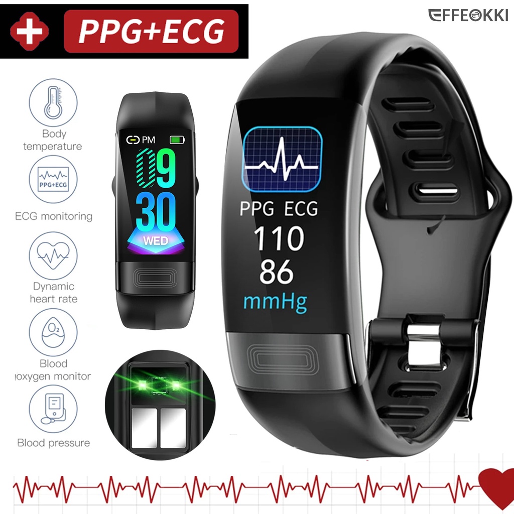 Ekg PPG Spo2 นาฬิกาข้อมือสมาร์ทวอทช์ วัดความดันโลหิต แคลอรี่ เพื่อสุขภาพ สําหรับผู้ชาย และผู้หญิง