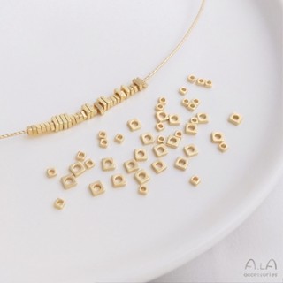 สร้อยข้อมือ สร้อยคอ ลูกปัดทอง 14k ทรงสี่เหลี่ยม ขนาดเล็ก DIY