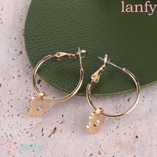 Lanfy ต่างหูห่วง โรแมนติก หวานแหวว ของขวัญสีทอง เครื่องประดับแฟชั่น สําหรับผู้หญิง