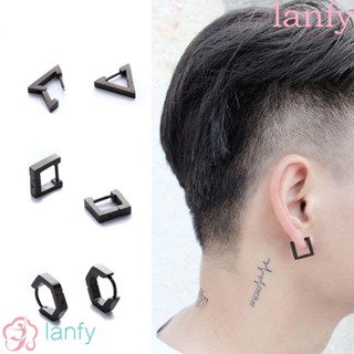 Lanfy ต่างหูสตั๊ด ผู้หญิง ร็อค หกเหลี่ยม สเตนเลส หลายเหลี่ยม เครื่องประดับสี่เหลี่ยม