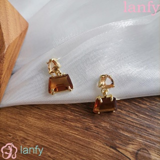 Lanfy ต่างหูเข็ม 925 ประดับคริสตัล ทรงเรขาคณิต สไตล์วินเทจ สําหรับผู้หญิง