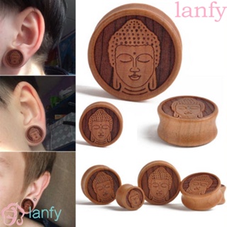 Lanfy เครื่องวัดหูไม้ออร์แกนิก 1 คู่ สําหรับทําสมาธิพระพุทธรูป