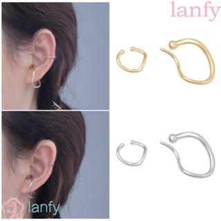 Lanfy ต่างหู แบบหนีบ ทรงเรขาคณิต สไตล์ฝรั่งเศส อินเทรนด์ สําหรับผู้หญิง