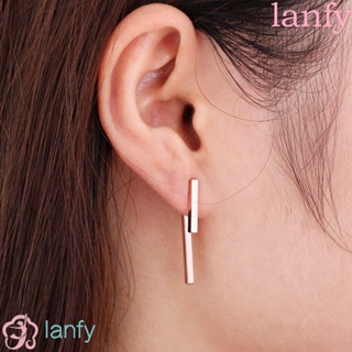 Lanfy ต่างหูทองแดง ทรงเรขาคณิต เครื่องประดับแฟชั่น สําหรับผู้หญิง ของขวัญแต่งงาน