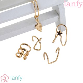 Lanfy ต่างหู แบบคลิปหนีบ สําหรับผู้ชาย 5 ชิ้น ต่อชุด