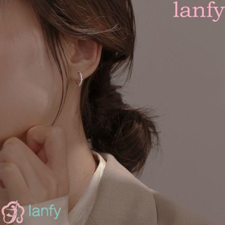 Lanfy ต่างหูเงิน สไตล์โกธิค ฮิปฮอป พังก์ แฟชั่นเกาหลี ทรงกลม สร้างสรรค์