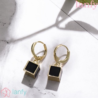 Lanfy ต่างหู ทรงสี่เหลี่ยม ทรงเรขาคณิต หรูหรา สไตล์วินเทจ สําหรับผู้หญิง