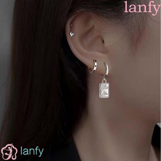 Lanfy ชุดต่างหูห่วงกลม โลหะผสม สไตล์เกาหลี พังก์ ฮิปฮอป เครื่องประดับ สําหรับผู้หญิง