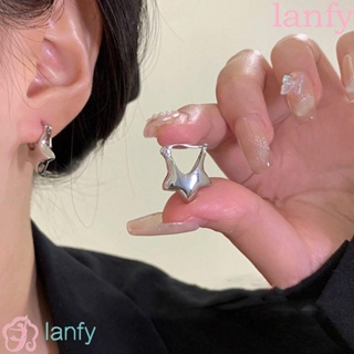 Lanfy ต่างหูสตั๊ด จี้รูปดาว ทองแดง สไตล์พังก์ สําหรับผู้หญิง