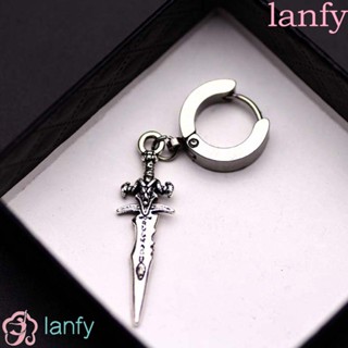 Lanfy ต่างหูห่วงโซ่ยาว สเตนเลส ลายลูกศร สร้างสรรค์ สําหรับผู้ชาย นักเรียน