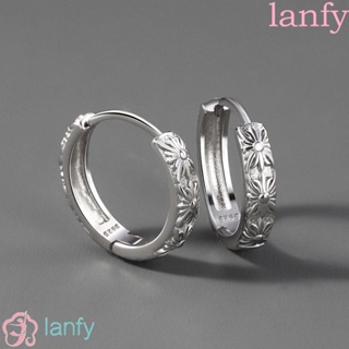 Lanfy ต่างหูห่วงผู้ชาย สีเงิน เรียบง่าย ฮิปฮอป พังก์ แฟชั่น บุคลิกภาพ เครื่องประดับแฟชั่น