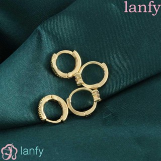 Lanfy ต่างหูสตั๊ด รูปตัว V ประดับเพชร สวยหรู เรียบง่าย สําหรับผู้หญิง