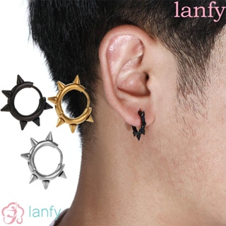 Lanfy สเตนเลส ห่วง ต่างหู เท่ ฮิปฮอป ผู้หญิง วงกลม ต่างหูผู้ชาย คม โคน ต่างหูผู้ชาย