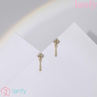 Lanfy ต่างหู ทรงกลม ลายหยดน้ํา สีทอง สไตล์เกาหลี คลาสสิก หรูหรา อินเทรนด์