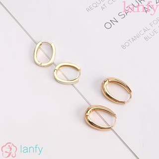 Lanfy ต่างหูห่วง ทรงวงรี เรียบง่าย เข้ากับทุกการแต่งกาย เครื่องประดับแฟชั่นสตรี